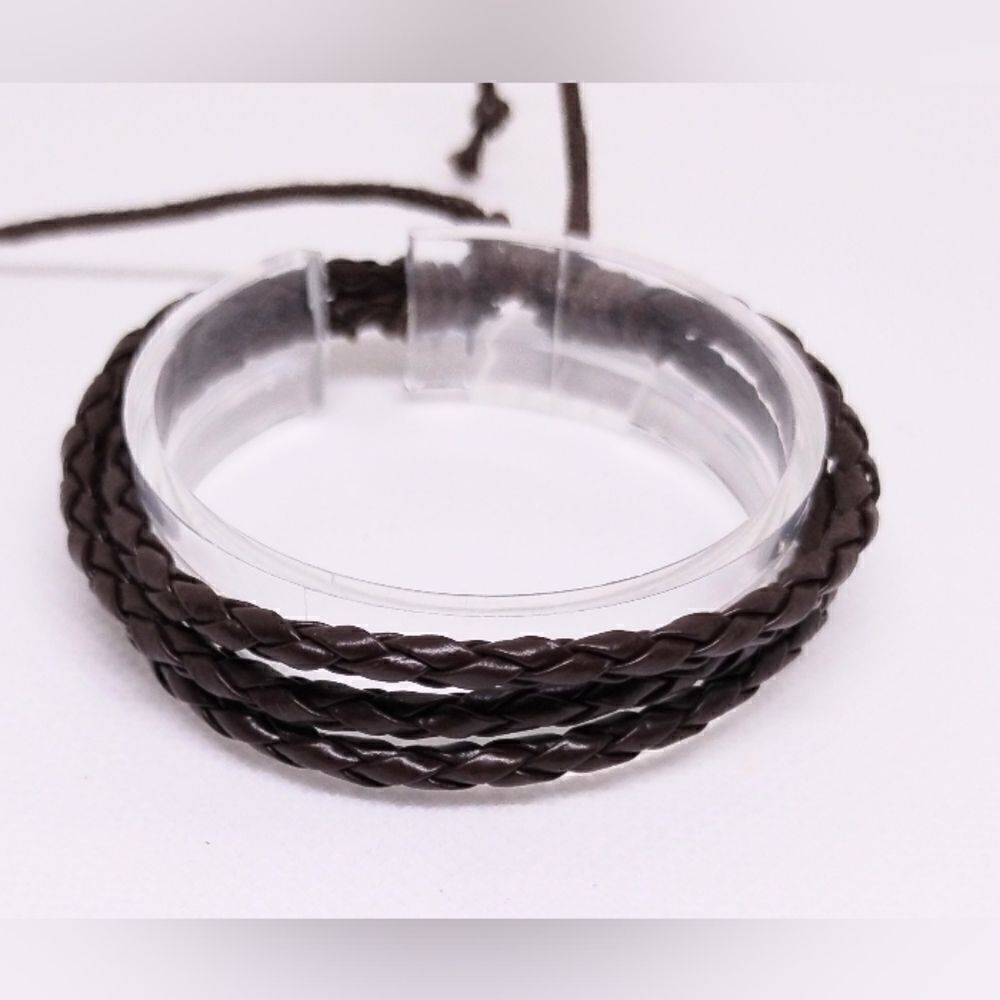 Men's bracelet leather braided brown‎ new e13